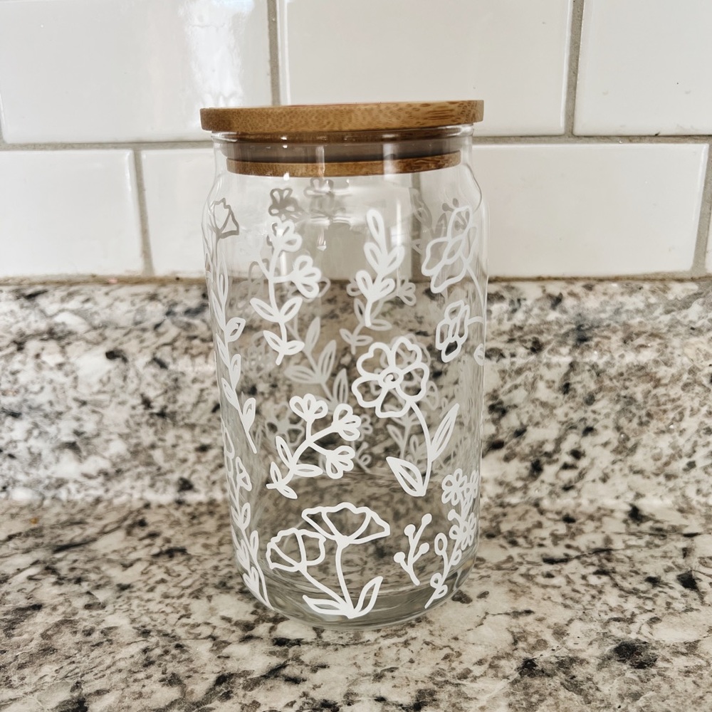Flowery Glass Cup 🌸